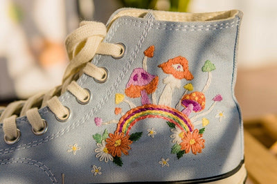 Rainbow and Mushrooms Converse Embroidery