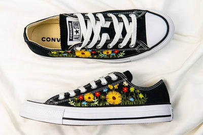 Yellow Daisy Field Converse Embroidery