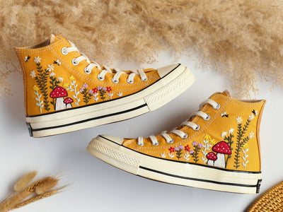 Custom Converse Chuck Taylor Mushrooms Embroidered Converse Shoes High Top