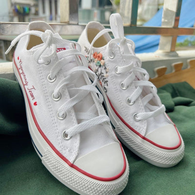 Personalized Rose Script Converse Embroidery