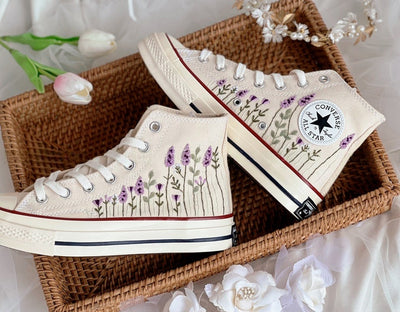 Lavender Field Converse Embroidery