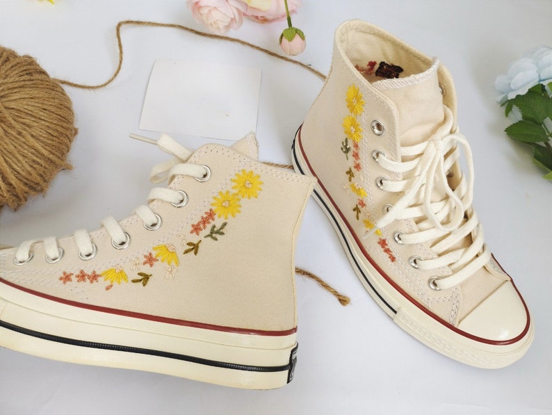 Sunny Daisy & Wildflower Embroidered Converse