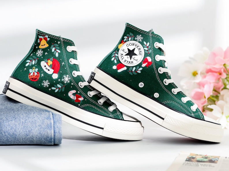 Christmas Embroidered Converse Shoes