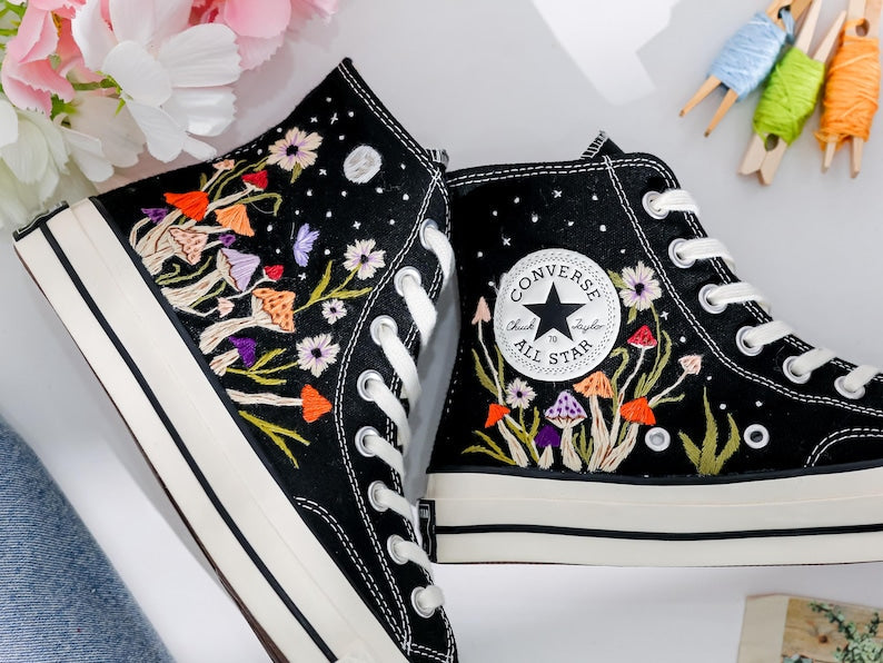 Garden Embroidered Converse Shoes