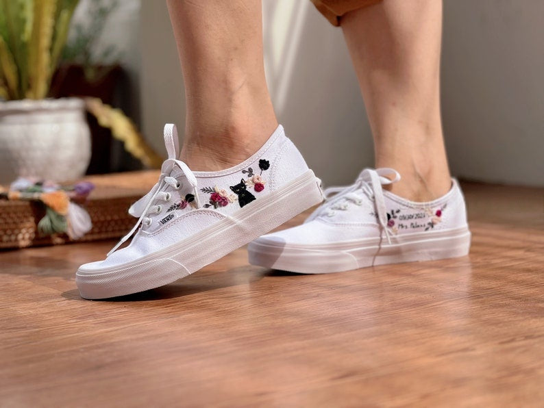 Black Cat Rose Converse Embroidery