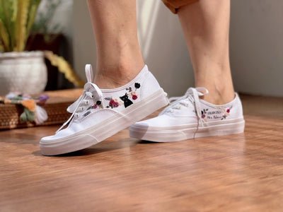 Black Cat Rose Converse Embroidery