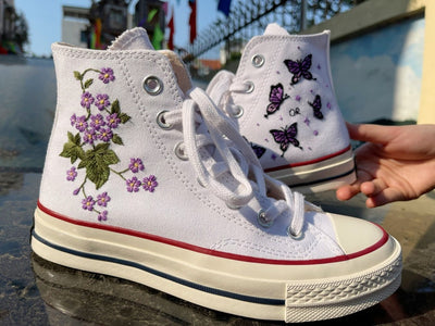 Purple Butterfly Converse Embroidery