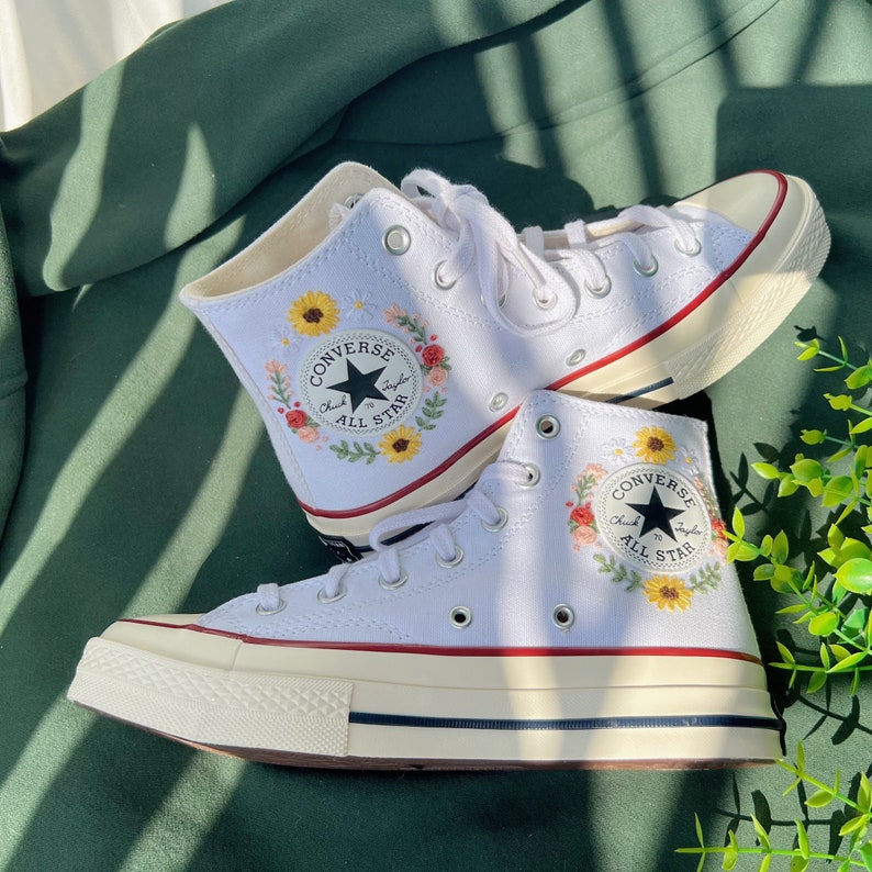 Sunflower & Wildflowers Converse Embroidery
