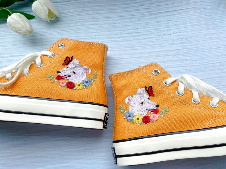 Dog and Butterfly Converse Embroidery