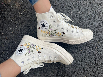 Embroidered Sneakers Colorful Flower Garden