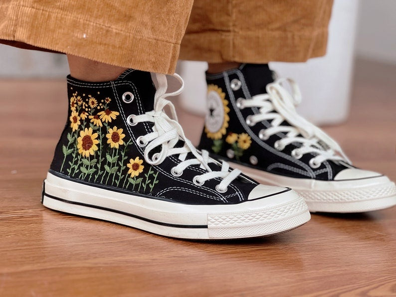 Sunflower Field Converse Embroidery