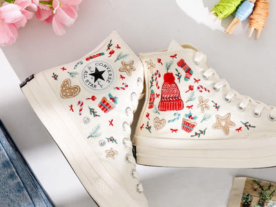 Christmas Sweaters Embroidered Converse Shoes