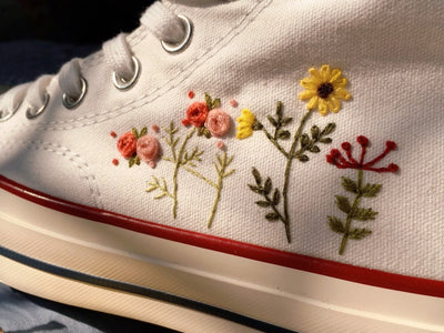 Daisy and Wildflowers Converse Embroidery