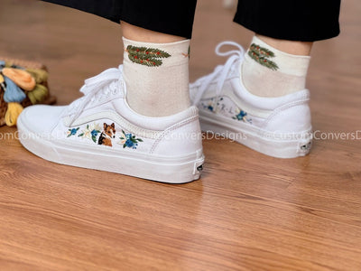 Embroidered Vans Sweet Corgi And Rose