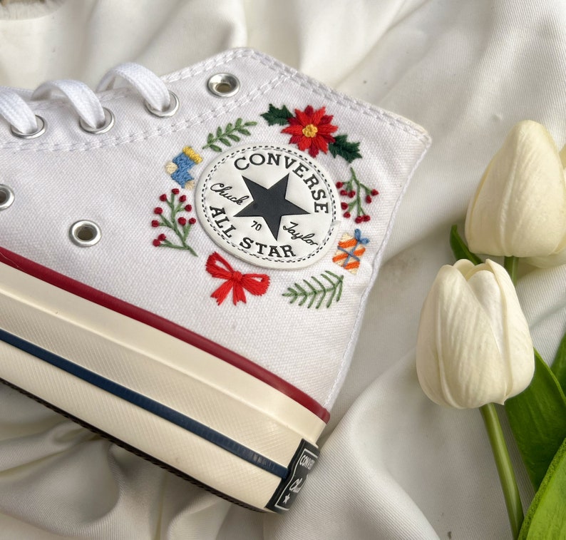 Flower and Car Converse Embroidery