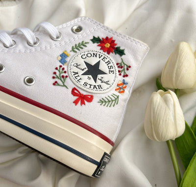 Flower and Car Converse Embroidery