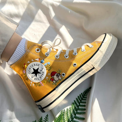 Mushroom and Wildflower Converse Embroidery