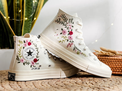 Rose Wreath Wedding Converse Embroidery