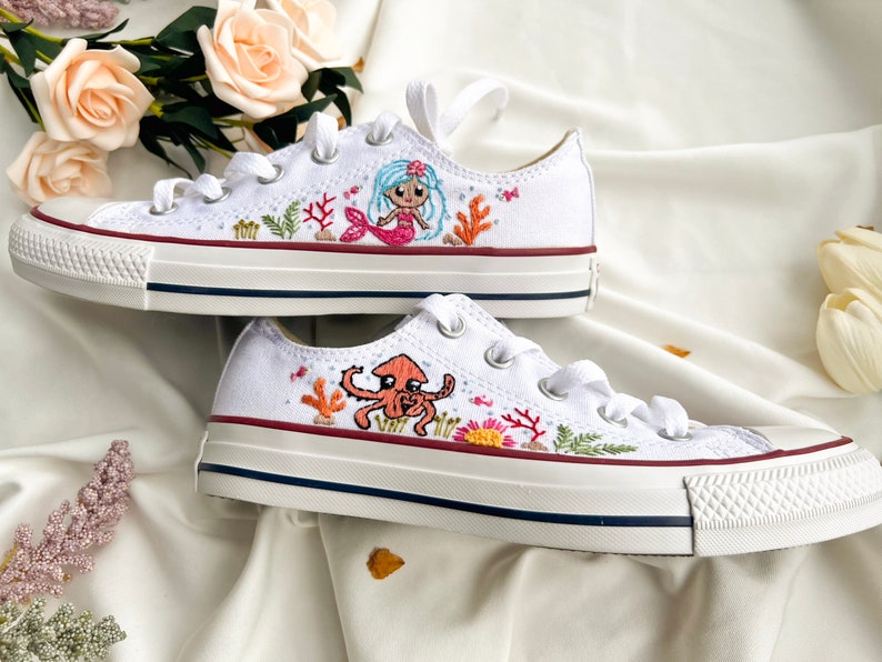 Mermaid and Squid Converse Embroidery