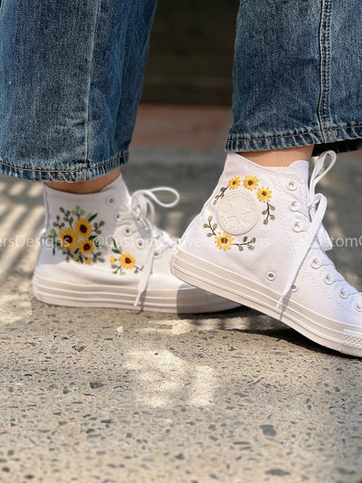 Sunflowers Embroidered Converse