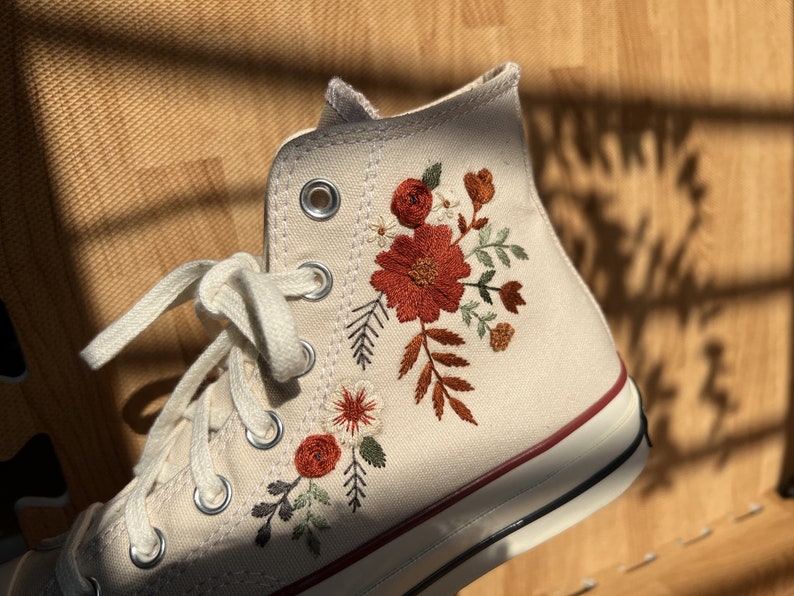 Autumn Wildflower Bouquet Converse Embroidery