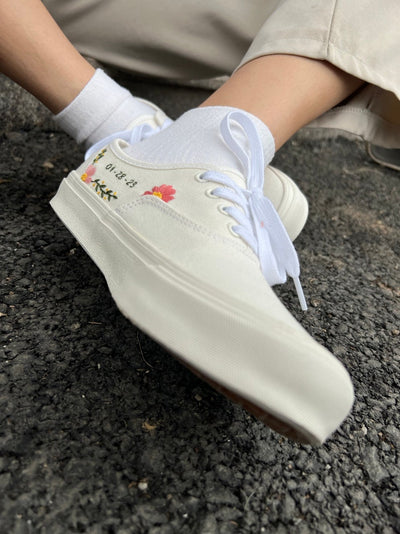 Pink Cosmos Garden Converse Embroidery