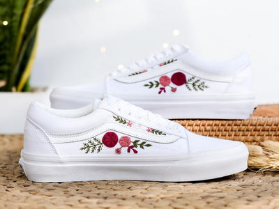 Pink Rose Wedding Converse Embroidery