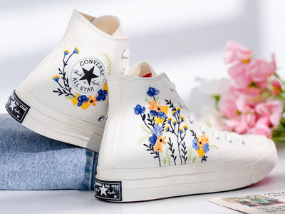 Wildflowers Embroidered Converse Shoes