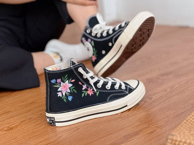 Pastel Wildflowers Converse Embroidery