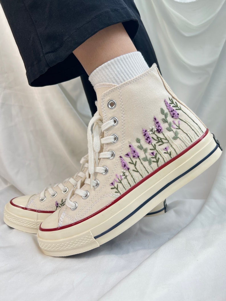 Lavender Embroidered High Tops