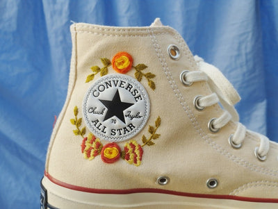 Yellow & Orange Wildflowers Converse Embroidery