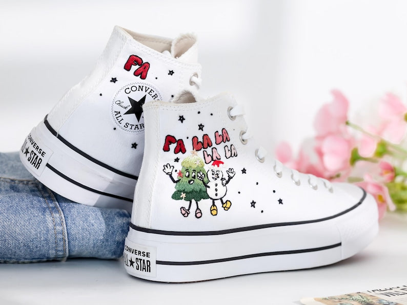 Christmas Embroidered Converse Shoes