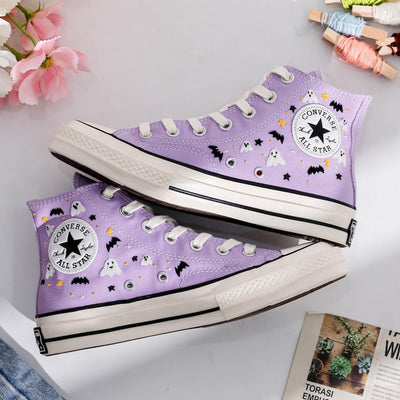 Cute Magic Ghost Embroidered Converse Shoes