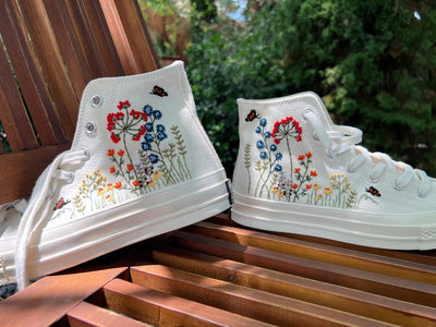 Butterflies and Wildflowers Converse Embroidery