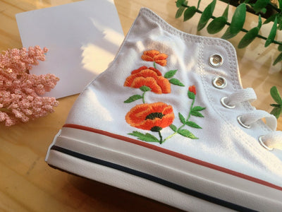 Poppy Flower Converse Embroidery