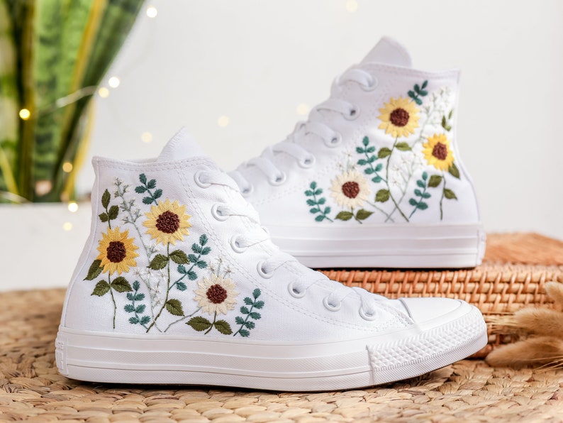 Sunflower Bouquet Converse Embroidery