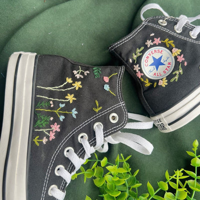 Pastel Wildflowers Converse Embroidery
