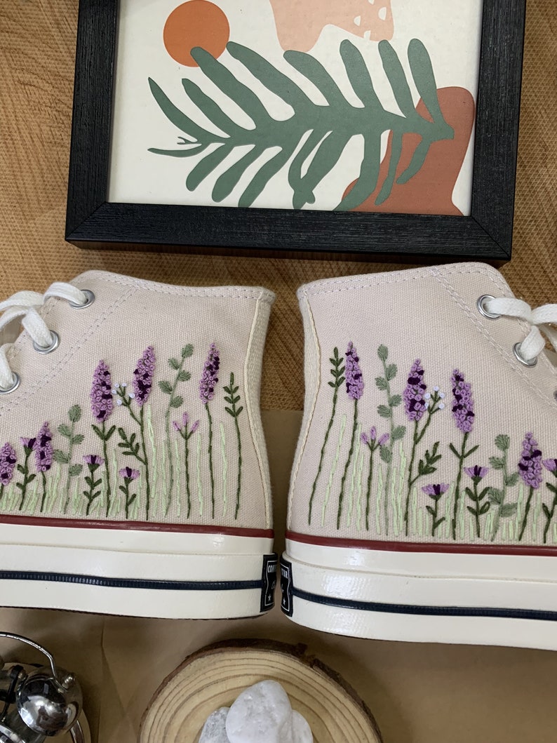 Lavender Field Converse Embroidery