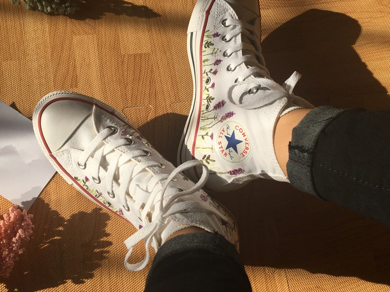 Lavender Field Converse Embroidery