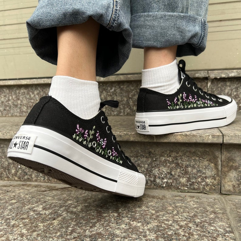 Lavender Meadow Converse Embroidery