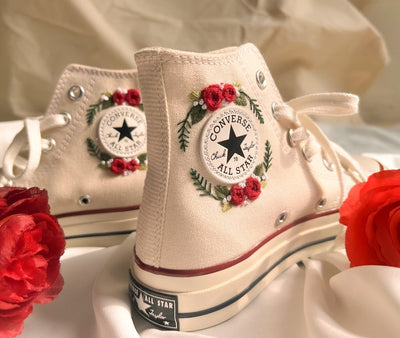 Floral Christmas Converse Embroidery