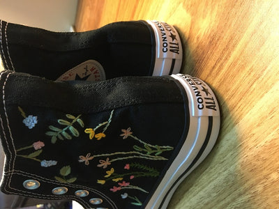 Colorful Wildflower Converse Embroidery