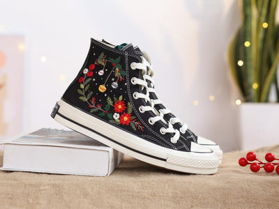 Christmas Flower Converse Embroidery