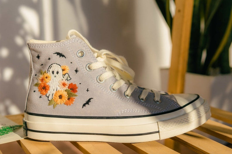 Ghost Sunflower Converse Embroidery