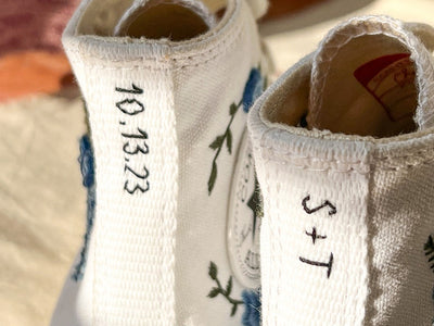 Blue Rose Bouquet Converse Embroidery