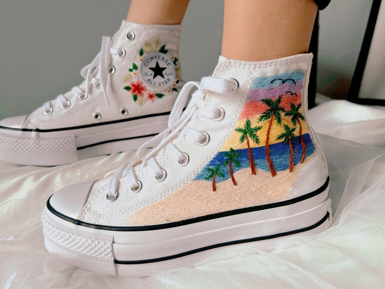 Beach Sunset Converse Embroidery