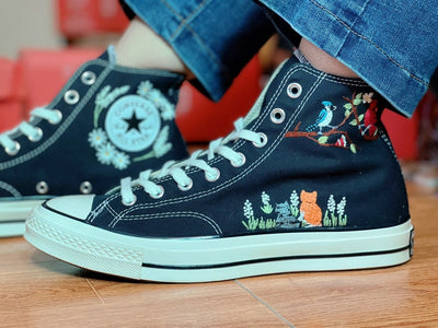 Cats and Birds Converse Embroidery