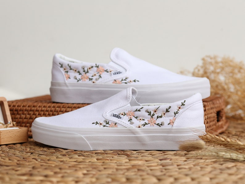 Peach Blossom Converse Embroidery