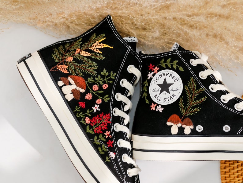 Mushroom Embroidered Converse High Top