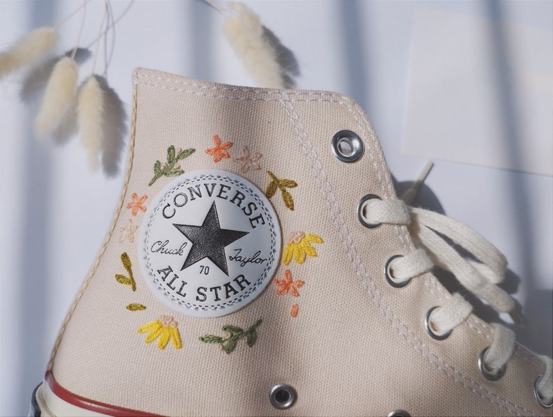 Pastel Wildflower Converse Embroidery